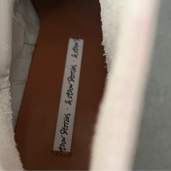 & Other Stories Women’s White Leather Booties Chunky Heel Round Toe **Size 7.5 - Picture 11 of 14